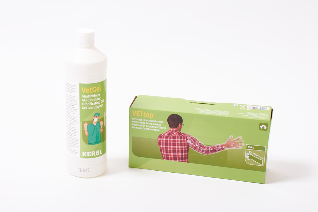 Set: 1 Liter Gleitschleim und 100 Veterinär-Einmalhandschuhe - Mein-Alpaka-Shop.de
