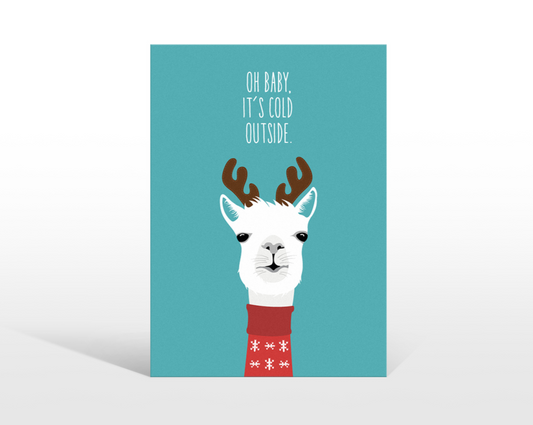 Lustige Alpaka Winter-Postkarte "Oh Baby..." - Mein-Alpaka-Shop.de