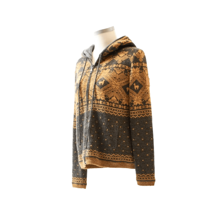 Gefütterte Strickjacke für Damen aus 100 Alpaka-Wolle im