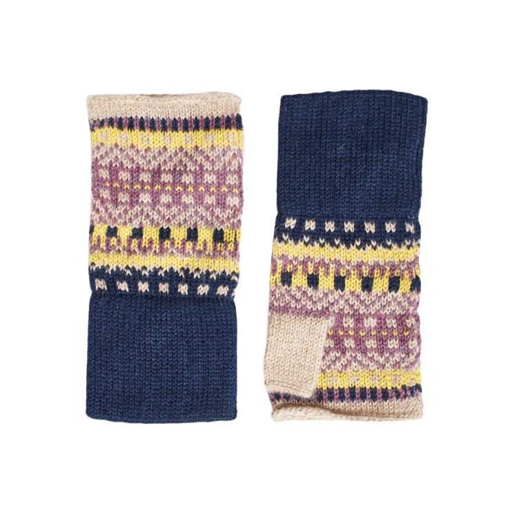 Gemusterte Handstulpen- halbe Handschuhe mit Daumen aus 100