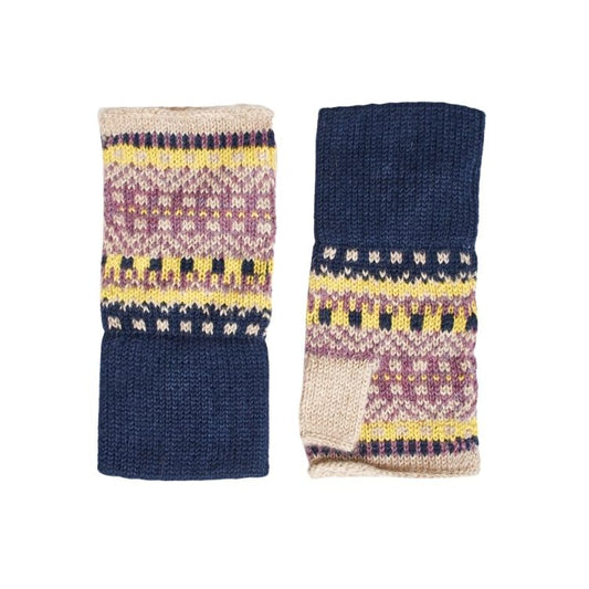 Gemusterte Handstulpen- halbe Handschuhe mit Daumen aus 100 % Alpaka - Mein-Alpaka-Shop.de