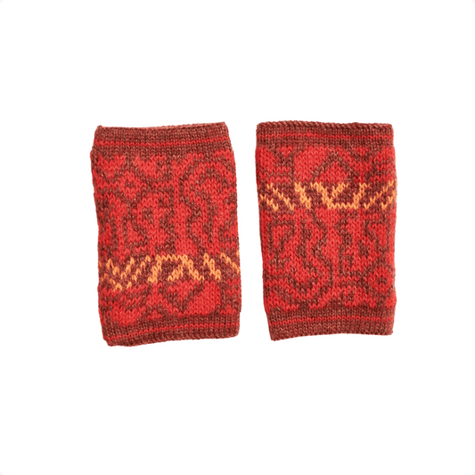 Kurze Pulswärmer aus 100 % Baby-Alpaka - rot - Pulswärmer