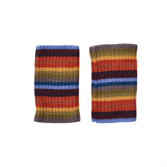 Kurze Pulswärmer in Regenbogenfarben - aus reiner Alpaka-Wolle - Mein-Alpaka-Shop.de