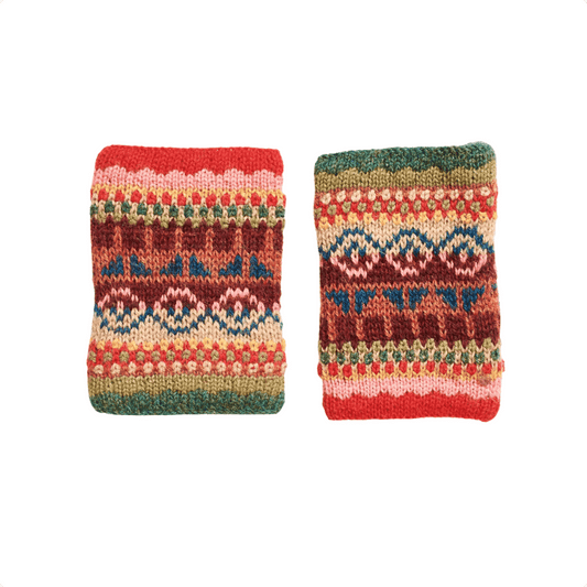 Kurze Pulswärmer mit Jaquardmuster aus 100 % Babyalpaka