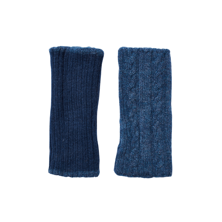 Wende-Pulswärmer aus 100 % Babyalpaka - Zopfmuster und Rippstrick - Mein-Alpaka-Shop.de