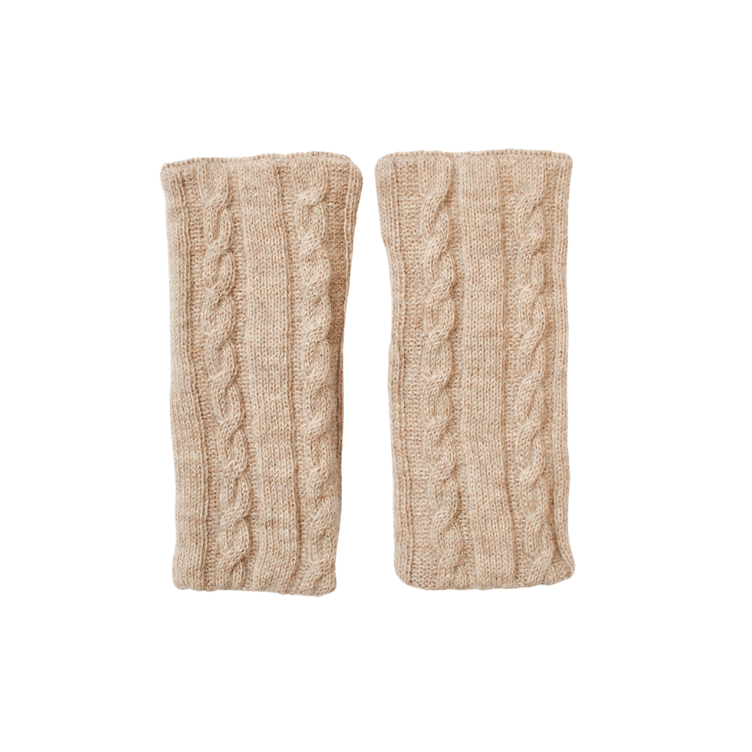 Wende-Pulswärmer aus 100 % Babyalpaka - Zopfmuster und Rippstrick - Mein-Alpaka-Shop.de