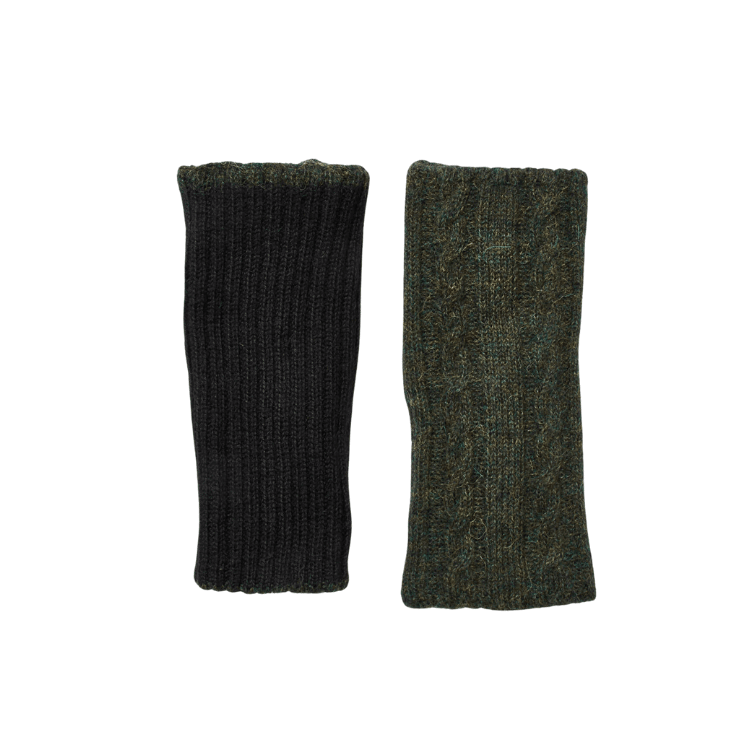 Wende-Pulswärmer aus 100 % Babyalpaka - Zopfmuster und Rippstrick - Mein-Alpaka-Shop.de