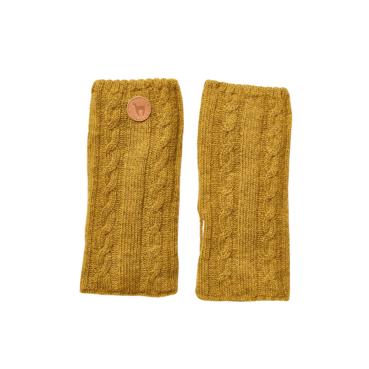 Wende-Pulswärmer aus 100 % Babyalpaka - Zopfmuster und Rippstrick - Mein-Alpaka-Shop.de