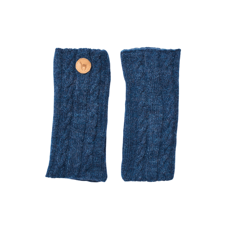 Wende-Pulswärmer aus 100 % Babyalpaka - Zopfmuster und Rippstrick - Mein-Alpaka-Shop.de