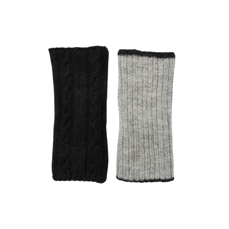 Wende-Pulswärmer aus 100 % Babyalpaka - Zopfmuster und Rippstrick - Mein-Alpaka-Shop.de