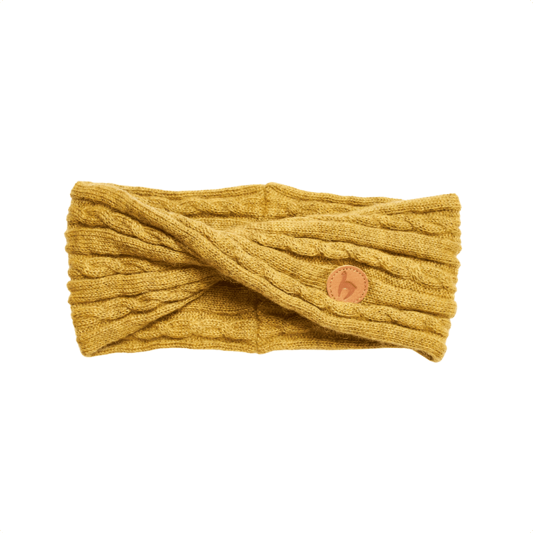 Sportlich elegantes Stirnband mit Twist und Zopfmuster aus 100 % weichem Alpaka - Mein-Alpaka-Shop.de