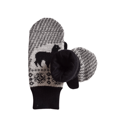 Gefütterte Fäustlinge - Faust-Handschuhe mit Alpaka-Muster