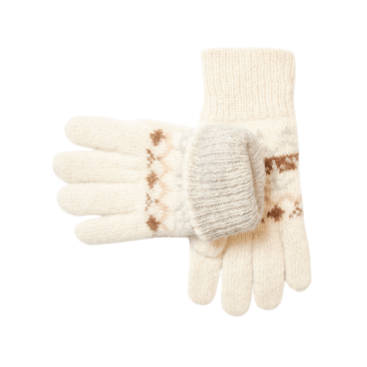 Warme Wende-Fingerhandschuhe aus 100 % Alpaka-Wolle, ungefärbt und naturbelassen