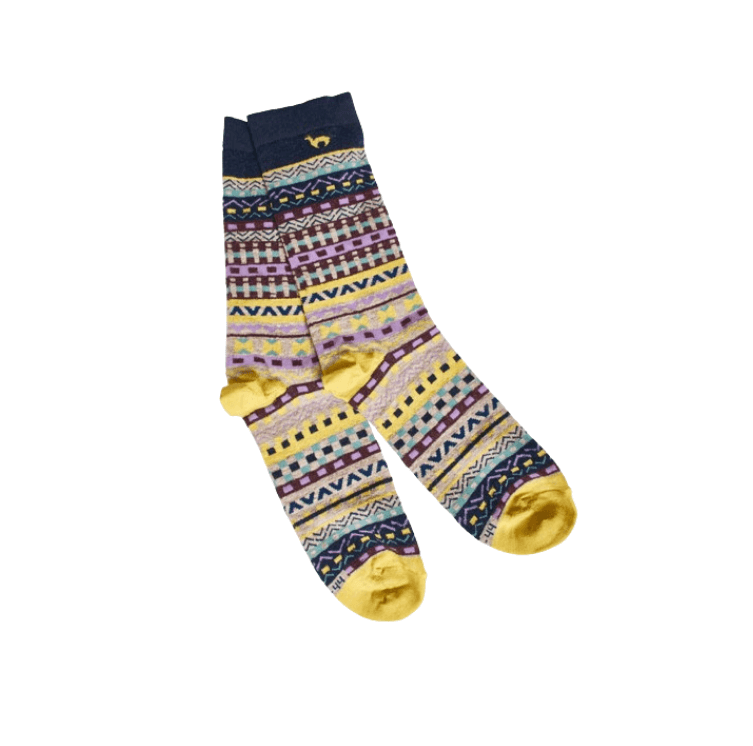 Farbenfrohe Alpaka-Socke mit tollem Jacquard-Muster aus 95 % Naturfaser