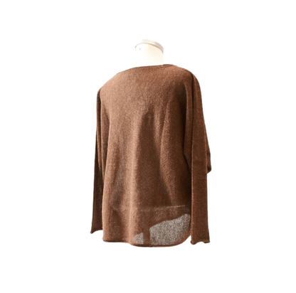 Weiter Alpaka-Damen-Pullover mit aufgesetzten Taschen und Fledermausärmeln