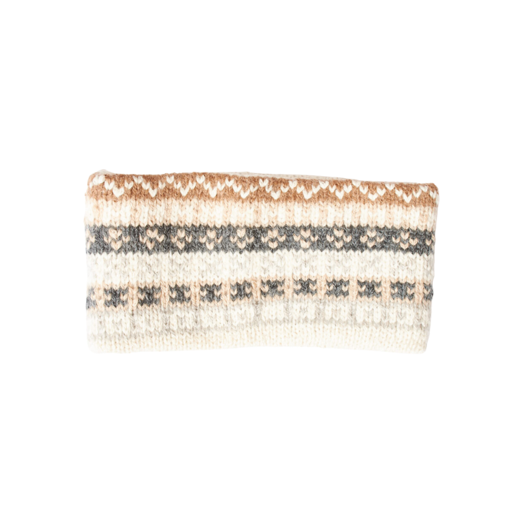Wende-Stirnband mit traditionellem Muster aus naturbelassener Alpaka-Wolle - Mein-Alpaka-Shop.de