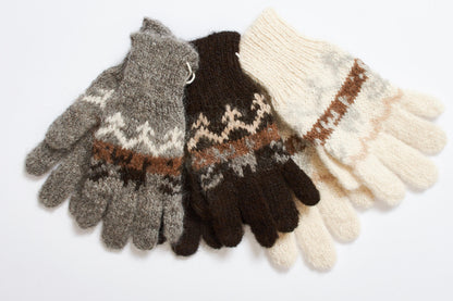 Fingerhandschuhe aus naturbelassener Alpaka-Wolle für Kinder