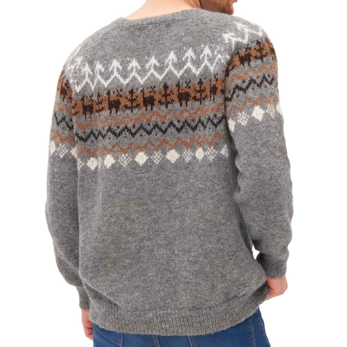 Ungefärbter Alpaka-Pullover für Herren mit rustikalem Strickmuster