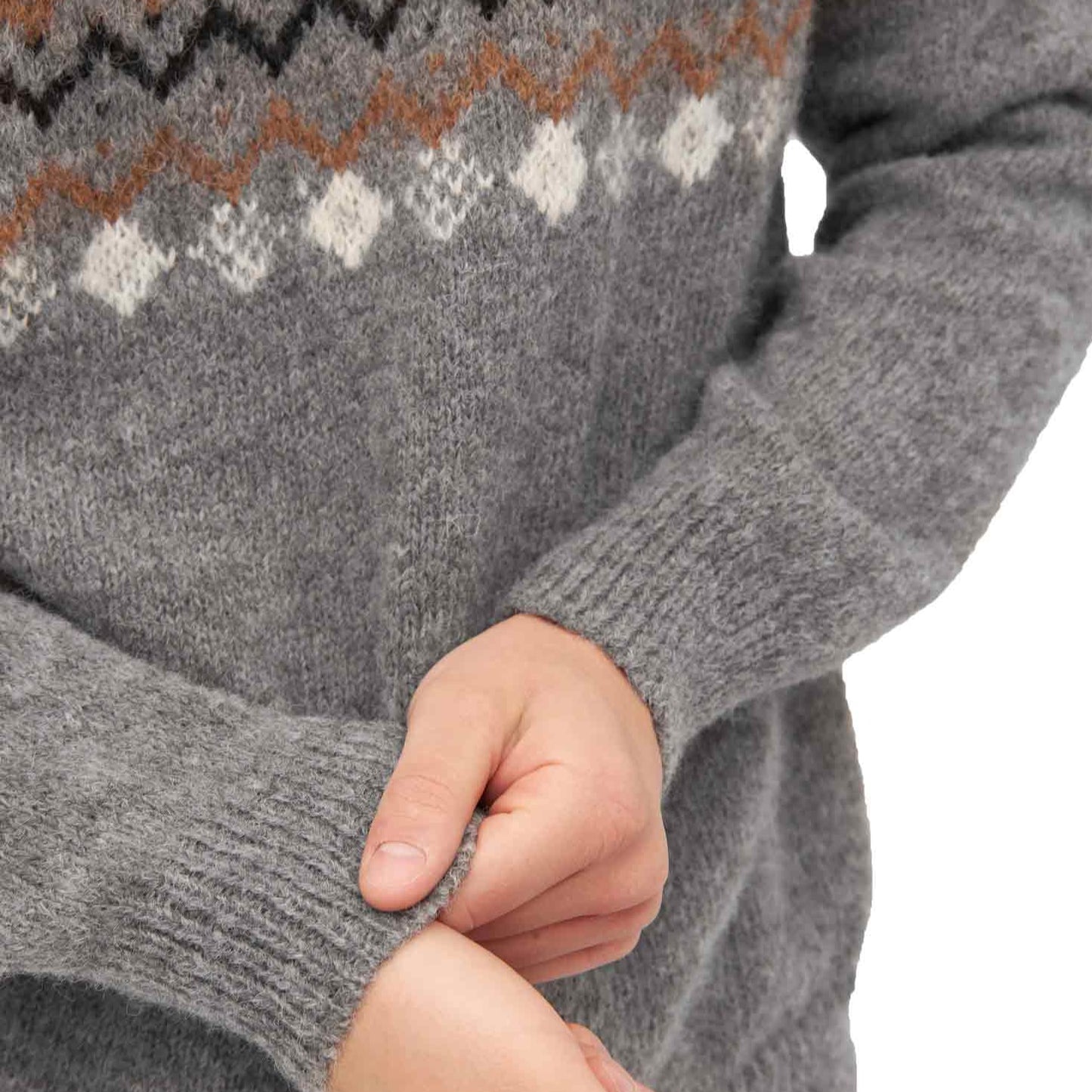 Ungefärbter Alpaka-Pullover für Herren mit rustikalem Strickmuster