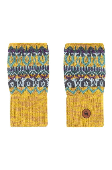 Pulswärmer mit Daumen aus reiner Alpakawolle - gelb - limited Edition - Mein-Alpaka-Shop.de