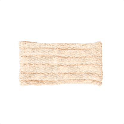 Breites quergeripptes Stirnband aus Alpaka-Wolle - beige