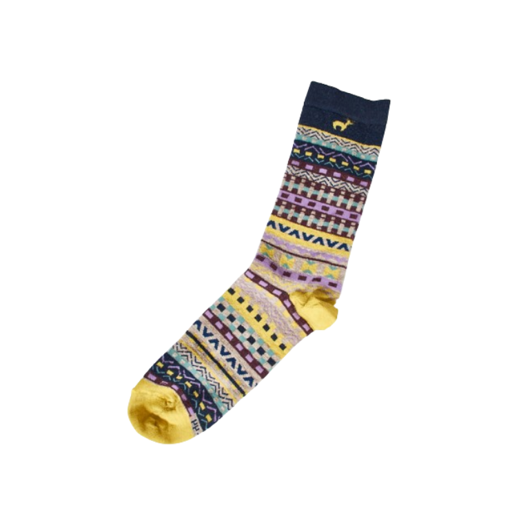 Farbenfrohe Alpaka-Socke mit tollem Jacquard-Muster aus 95