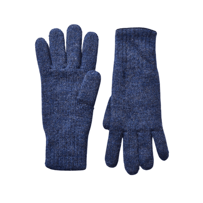 Gefütterte Finger-Handschuhe mit Alpaka-Wolle - blau