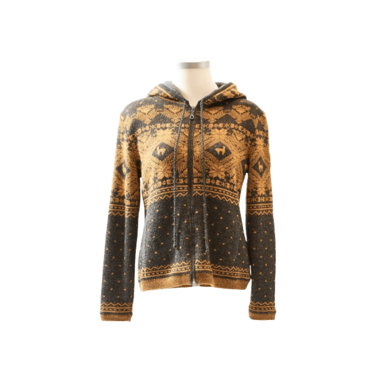 Gefütterte Strickjacke für Damen aus 100 Alpaka-Wolle im