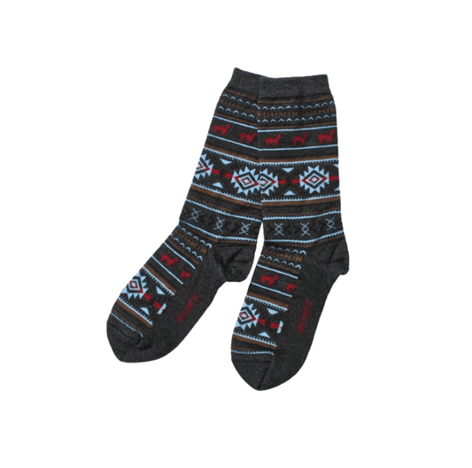 Jacquard-Socken mit hohem Baby-Alpaka-Anteil - dunkelgrau