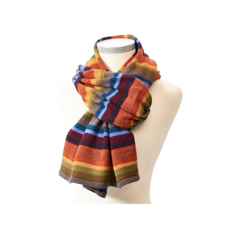 Übergroßer Schal aus reinem Baby-Alpaka mit Regenbogenmuster - Mein-Alpaka-Shop.de