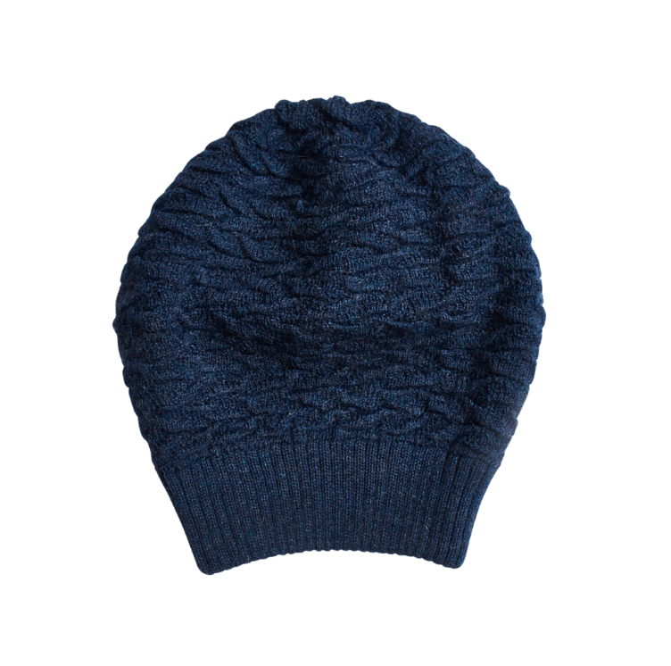 Beanie Mütze aus 100 % weichem Baby-Alpaka - jeansblau