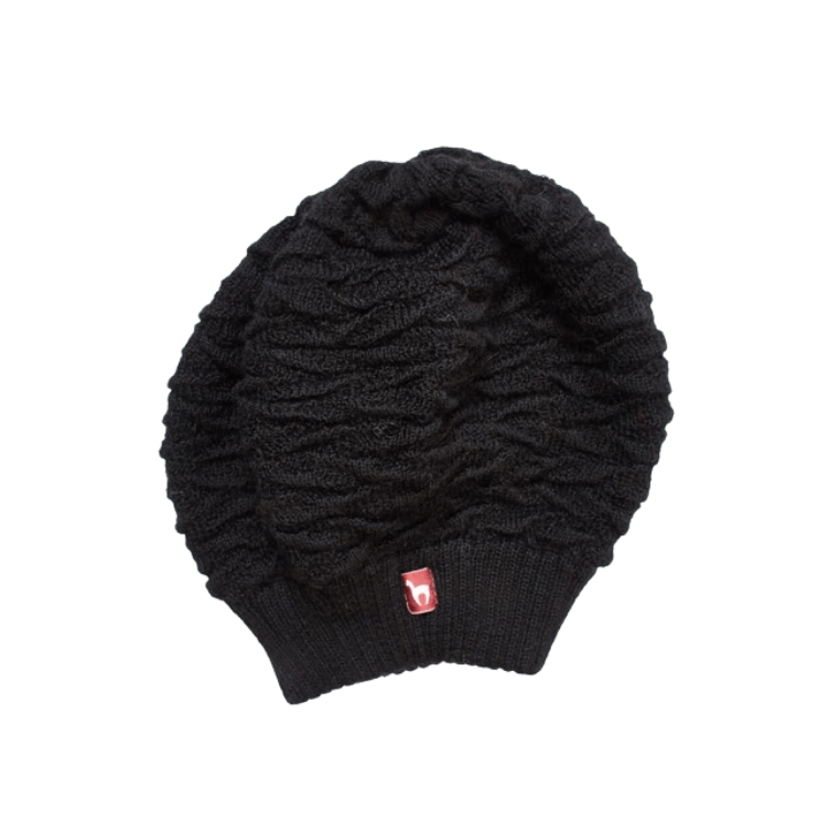 Beanie Mütze aus 100 % weichem Baby-Alpaka - schwarz - Mütze