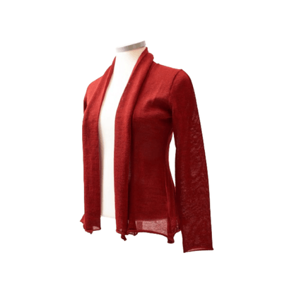 Elegante Alpaka-Strickjacke für Damen - rot meliert / S