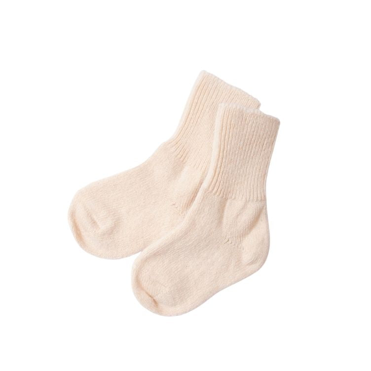 Weiche Kinder-Socken mit Alpaka-Wolle - wollweiß / 15 - 17