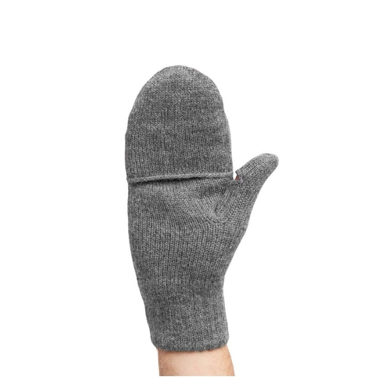 Praktische Handschuhe mit Klappe aus Baby-Alpaka - grau - Mein-Alpaka-Shop.de