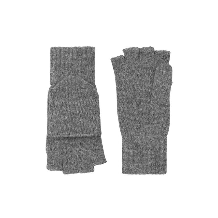 Praktische Handschuhe mit Klappe aus Baby-Alpaka - grau - Mein-Alpaka-Shop.de