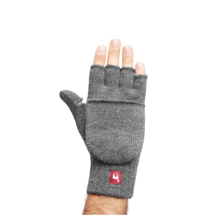 Praktische Handschuhe mit Klappe aus Baby-Alpaka - grau - Mein-Alpaka-Shop.de