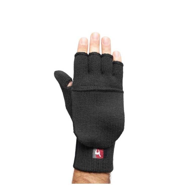 Praktische Handschuhe mit Klappe aus Baby-Alpaka - schwarz - Mein-Alpaka-Shop.de