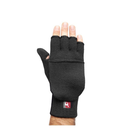 Praktische Handschuhe mit Klappe aus Baby-Alpaka - schwarz - Mein-Alpaka-Shop.de