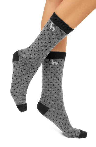 Schlichte Socke mit klassischem Punktmuster mit Alpakawolle - Mein-Alpaka-Shop.de