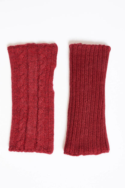 Wende-Pulswärmer aus 100 % Babyalpaka - Zopfmuster und Rippstrick - Mein-Alpaka-Shop